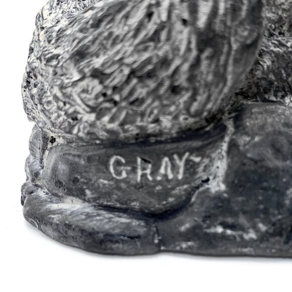 WOLF ORIGINAL Vintage 70s Wolf Figurine Soapstone Look Sculpture Made in Canada - Picture 10 of 11